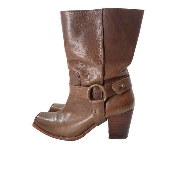 CATERPILLAR BROWN LEATHER WESTERN/ BIKER BOOT - Picture 10 of 10